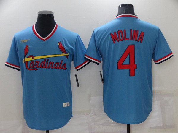 St. Louis Cardinals #4 Yadier Molina Blue Cool Base Stitched Jersey - Zenithce