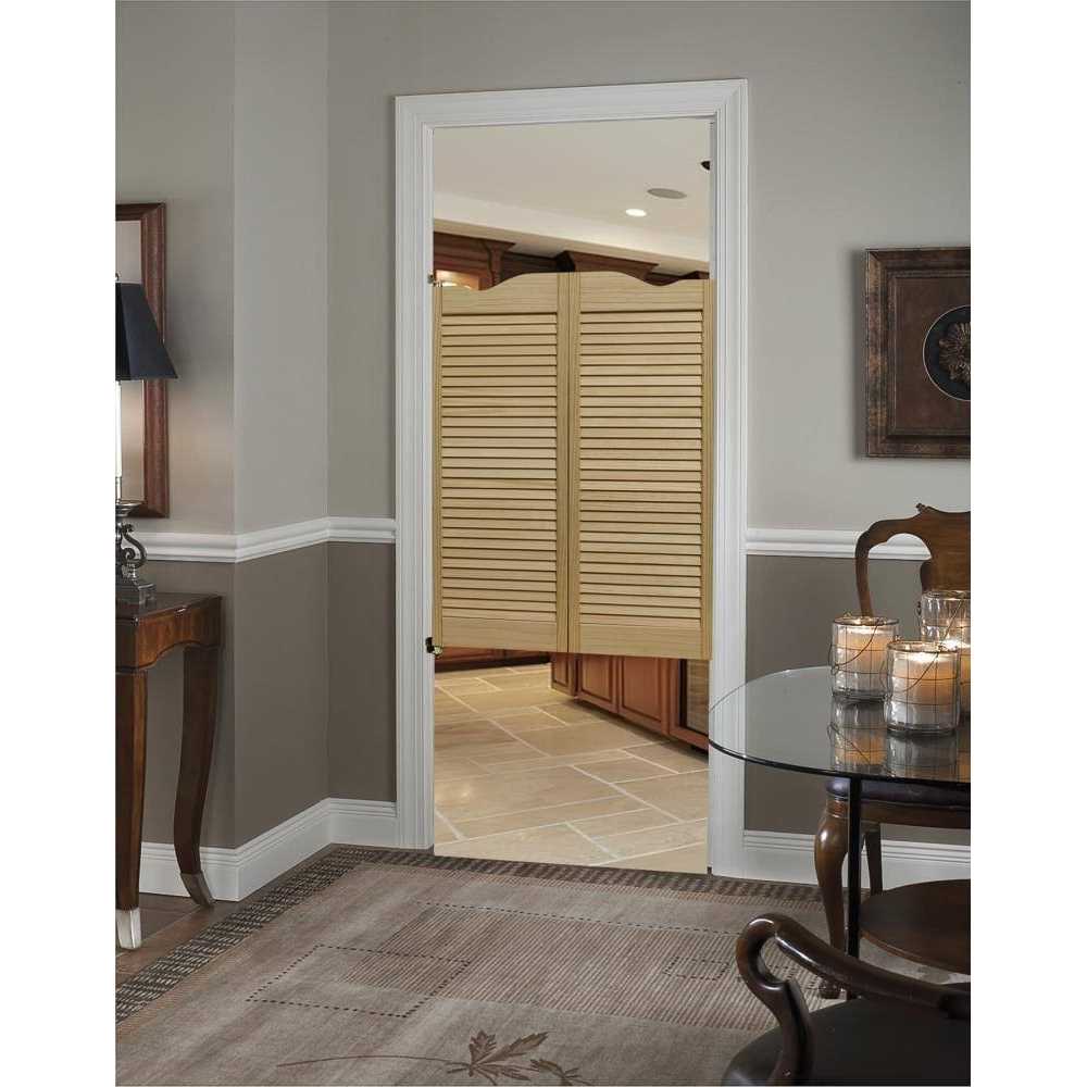 Pinecroft Dixieland Louvered Solid Core Unfinished Pine 42 in. Interior Cafe Door with Hardware - Zenithce