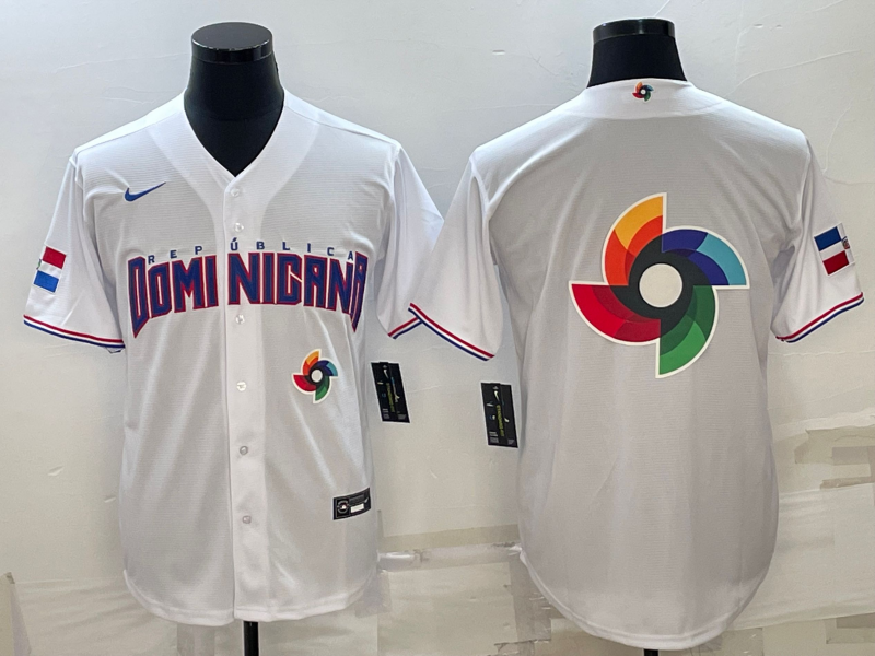Dominican Republic 2023 White World Big Logo Classic Stitched Jersey - Zenithce