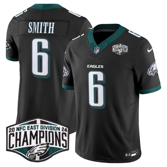 Philadelphia Eagles #6 DeVonta Smith Black 2024 New NFC East Champions F.U.S.E. Vapor Untouchable Limited Stitched Jersey - Zenithce