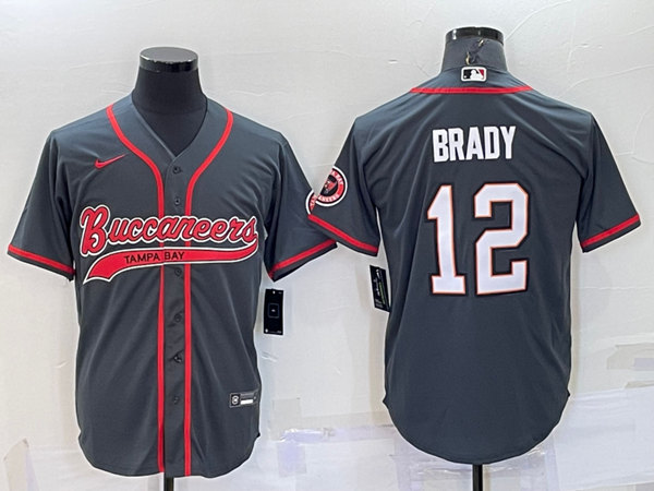 Tampa Bay Buccaneers #12 Tom Brady Gray Cool Base Stitched Baseball Jersey - Zenithce