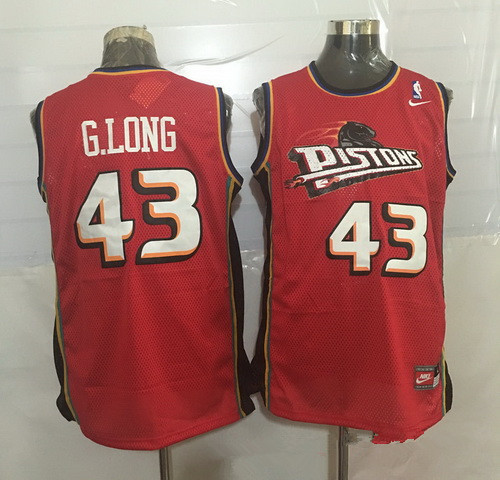 Detroit Pistons #43 Grant Long Red Hardwood Classics Soul Swingman Throwback Jersey - Zenithce