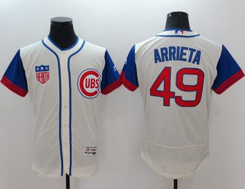 Cubs #49 Jake Arrieta Cream Blue Flexbase Authentic Collection 1942 Turn Back The Clock Stitched Jersey - Zenithce
