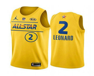 2021 All-Star #2 Kawhi Leonard Yellow Western Conference Stitched Jersey - Zenithce