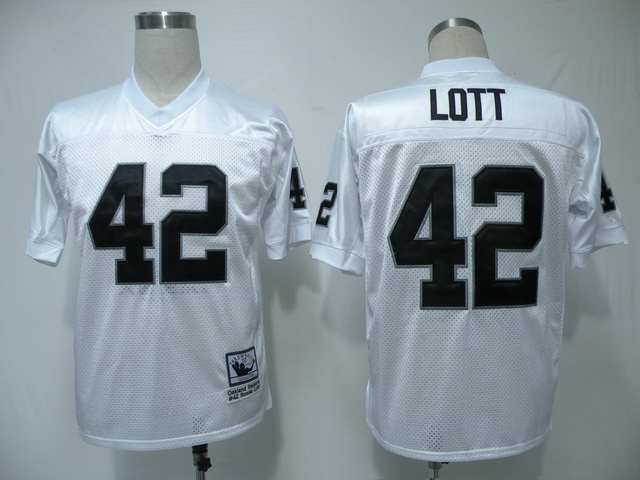 Mitchell Ness Raiders #42 Lott White Stitched Throwback Jersey - Zenithce