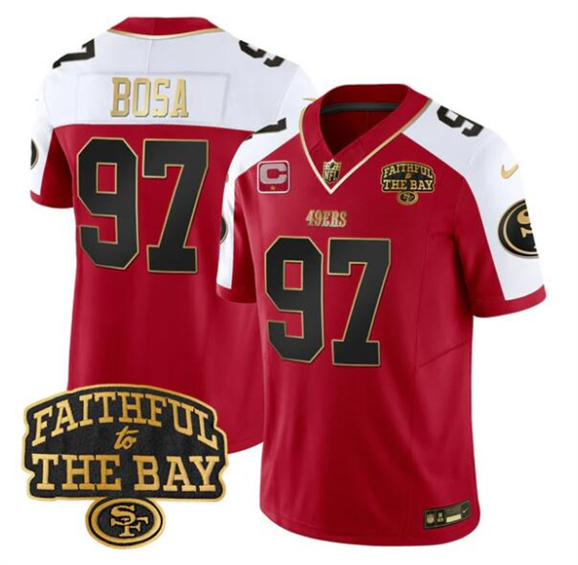 San Francisco 49ers #97 Nick Bosa Red Alternate 2025 F.U.S.E. 1-Star C With Faithful To The Bay Patch Limited V8 Stitched Jersey - Zenithce