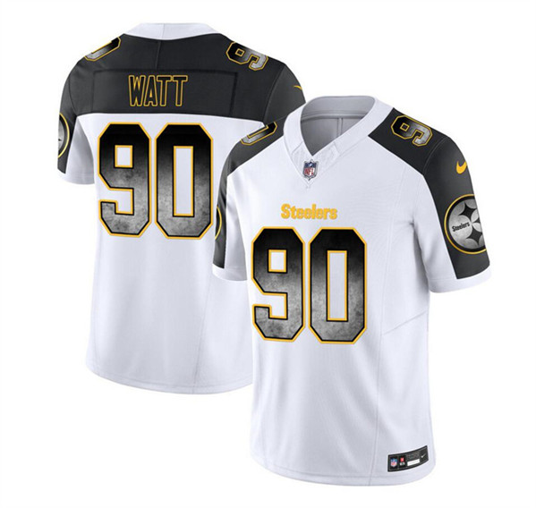 Pittsburgh Steelers #90 T.J. Watt White Black 2023 F.U.S.E. Smoke Vapor Untouchable Limited Stitched Jersey - Zenithce
