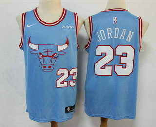 Chicago Bulls #23 Michael Jordan Blue 2020 City Edition Swingman Jersey With The Sponsor Logo - Zenithce