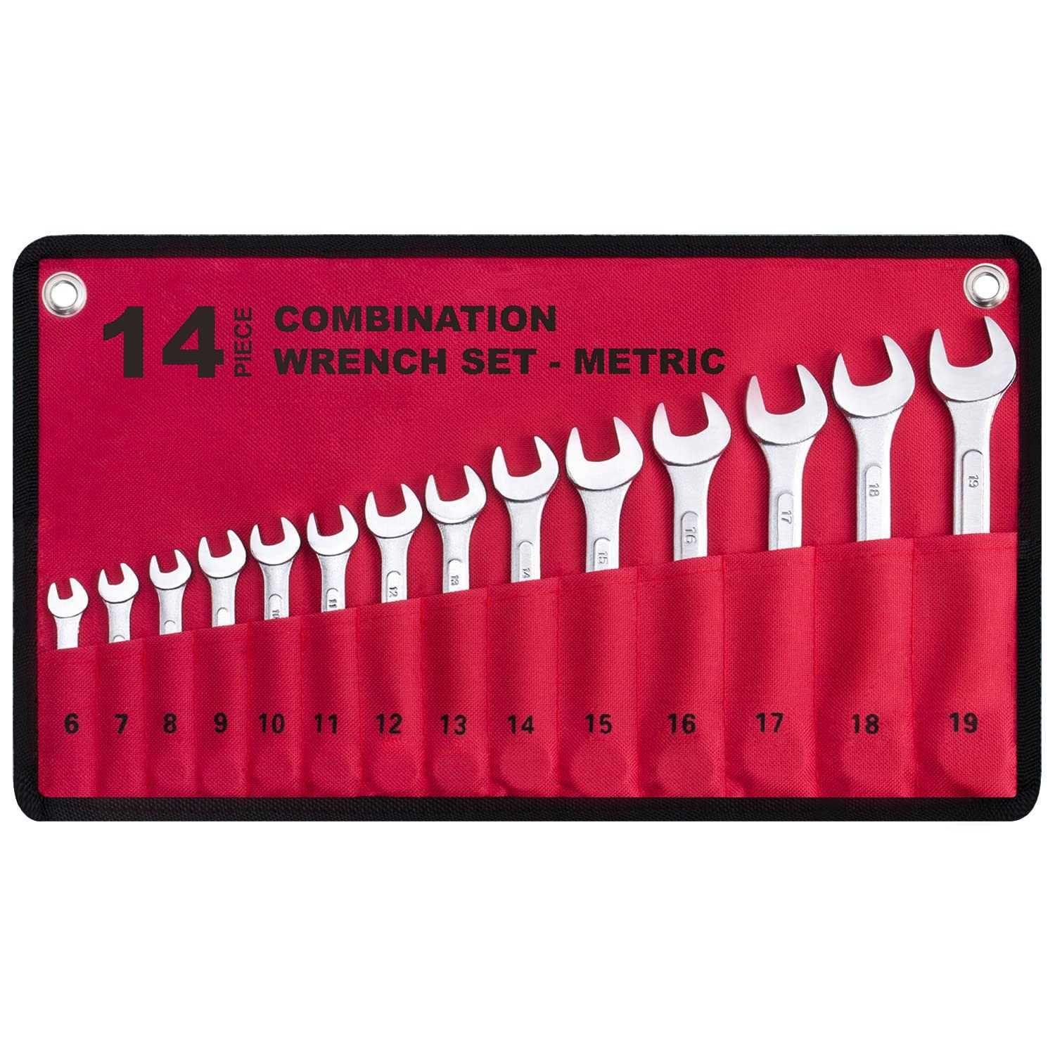 Metric Combination Wrench Set in Roll-up Pouch No Skipped Metric Sizes 6mm - Zenithce