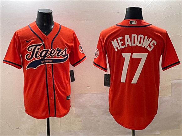 Detroit Tigers #17 Parker Meadows Orange With Patch Cool Base Stitched Jersey - Zenithce