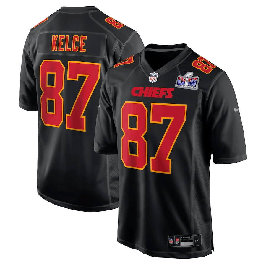 Kansas City Chiefs #87 Travis Kelce Black 2024 Super Bowl LVIII Patch Limited Stitched Game Jersey - Zenithce