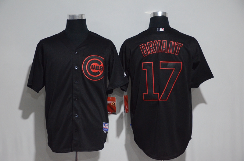 Chicago Cubs #17 Kris Bryant Black Strip Stitched Jersey - Zenithce