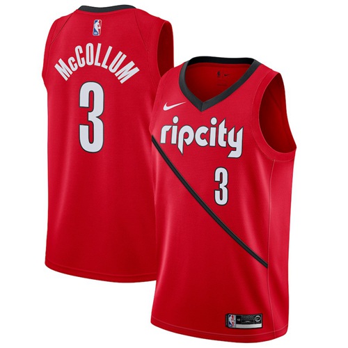Blazers #3 C.J. McCollum Red Swingman Earned Edition Jersey - Zenithce