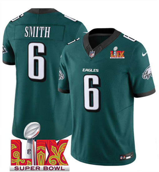 Philadelphia Eagles #6 DeVonta Smith Green 2025 Super Bowl LIX Patch Vapor Untouchable Limited Stitched Jersey - Zenithce