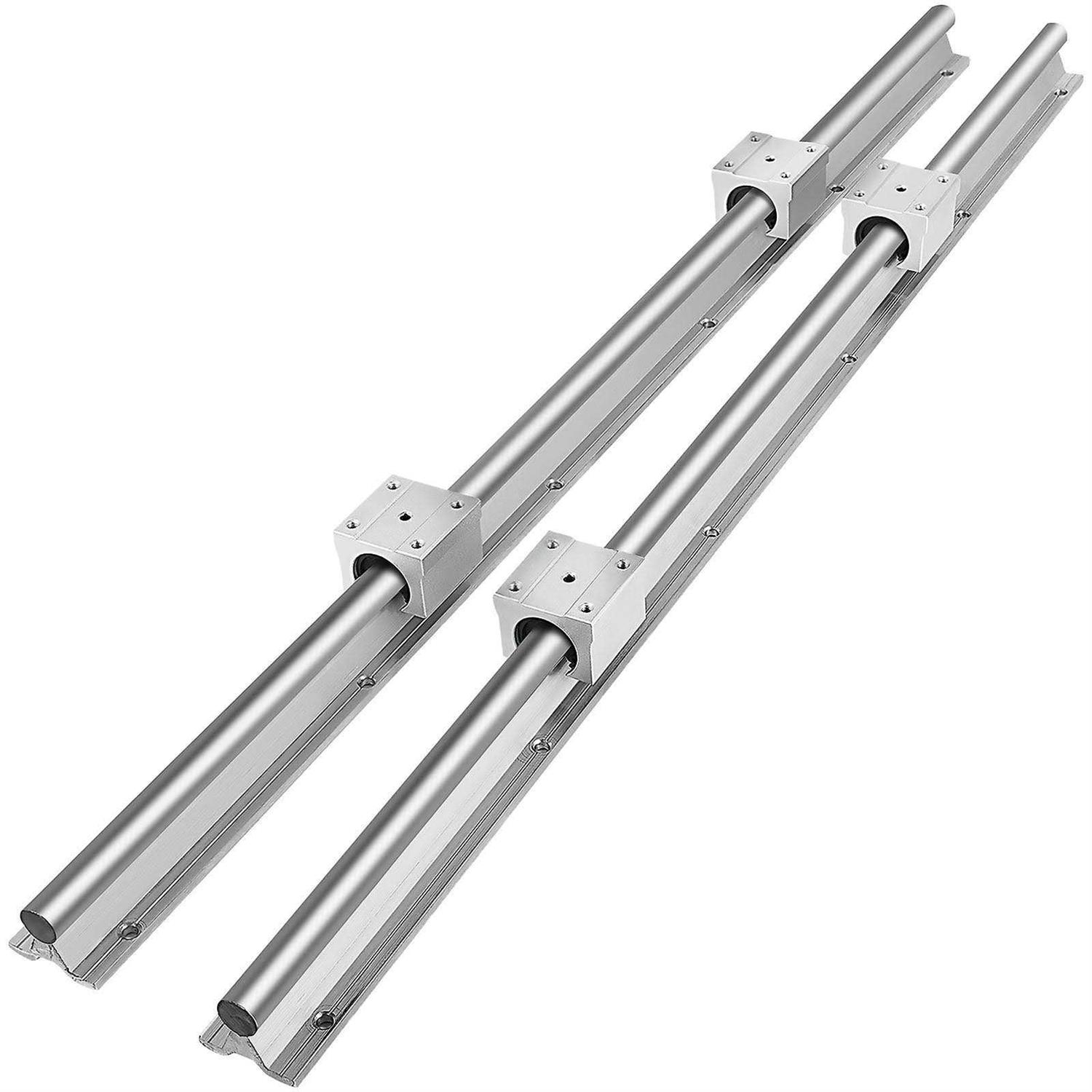 VEVOR Linear Guide Rail Set SBR20 2 Pcs SBR20 Guide Rails and 4 Pcs SBR20UU Slide Blocks Linear Rails and Bearings Kit - Zenithce