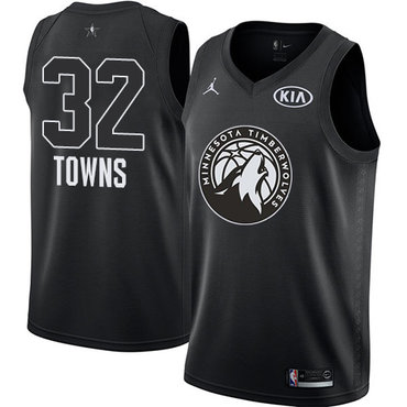 Timberwolves #32 Karl-Anthony Towns Black Jordan Swingman 2018 All-Star Game Jersey - Zenithce