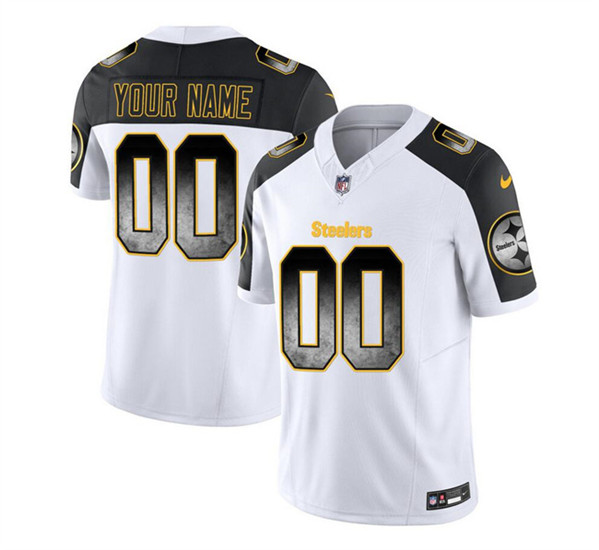 Pittsburgh Steelers Custom White Black 2023 F.U.S.E. Smoke Vapor Untouchable Limited Stitched Jersey - Zenithce
