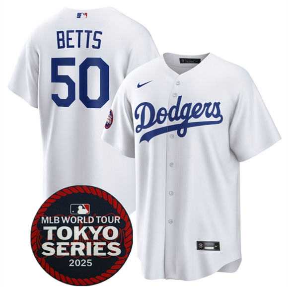 Los Angeles Dodgers #50 Mookie Betts White 2025 World Tour: Tokyo Series Home Stitched Jersey - Zenithce