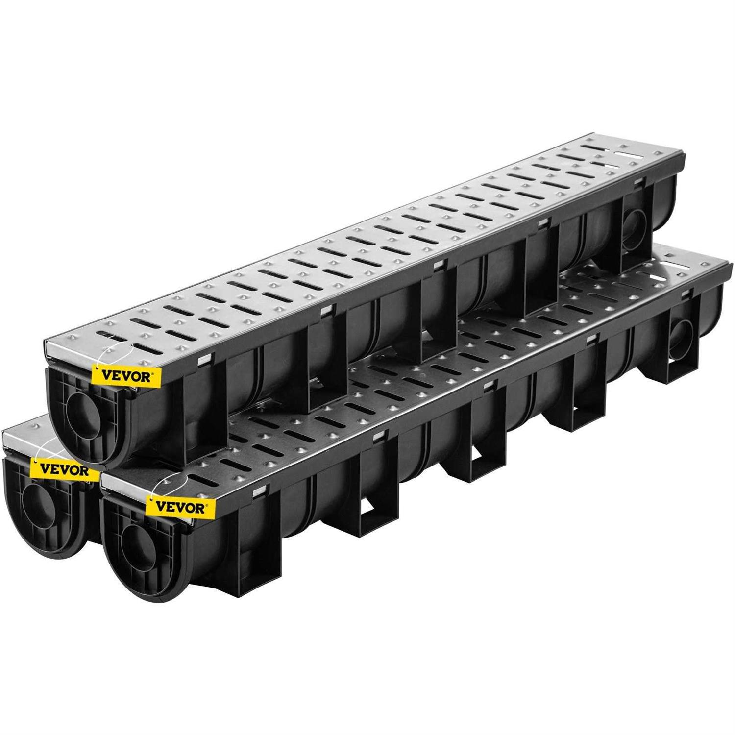 VEVOR Trench Drain System 3.1 Channel Drain Drainage Trench PSLGM100456SVQGGJV0 - Zenithce