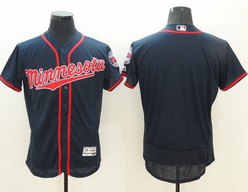 Twins Blank Navy Blue Flexbase Authentic Collection Stitched Jersey - Zenithce