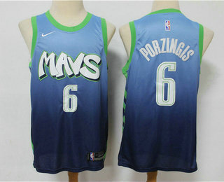 Dallas Mavericks #6 Kristaps Porzingis Blue 2020 City Edition Swingman Jersey - Zenithce