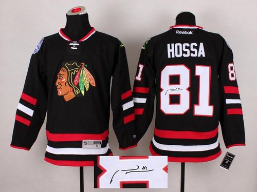 Blackhawks #81 Marian Hossa Black Autographed Stitched Jersey - Zenithce