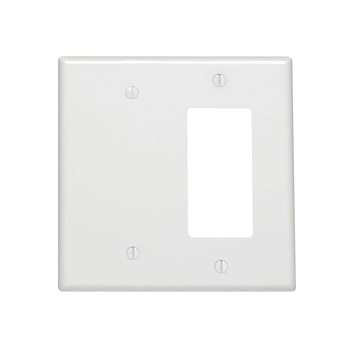 Leviton 80530-W 2-Gang Flush Mount 2.465-Inch Diameter, Device Receptacle Wallplate, Device Mount, Midway size, White - Zenithce