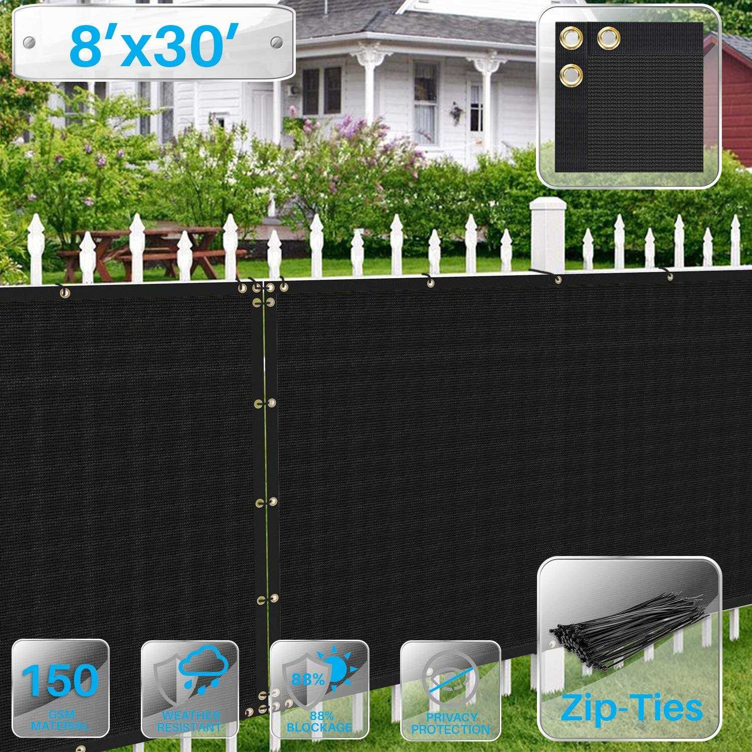Patio 4′ x Fence Privacy Screen Commercial Outdoor Backyard Shade Windscreen Mesh Fabric with Brass Gromment - Zenithce