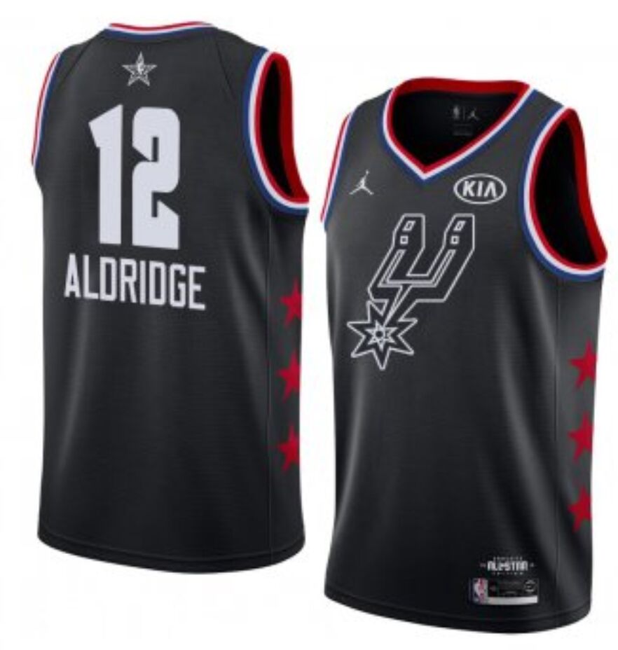 San Antonio Spurs #12 LaMarcus Aldridge Black Jordan Swingman 2019 All-Star Game Jersey - Zenithce