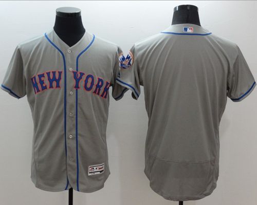Mets Blank Grey Flexbase Authentic Collection Stitched Jersey - Zenithce