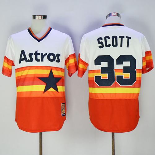 Astros #33 Mike Scott White Orange 1980 Turn Back The Clock Stitched Jersey - Zenithce