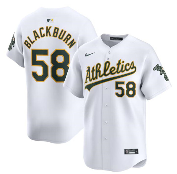 Oakland Athletics #58 Paul Blackburn White Home Limited Stitched Jersey - Zenithce