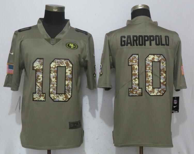 San Francisco 49ers #10 Jimmy Garoppolo Olive Camo Salute To Service Limited Stitched Jersey - Zenithce