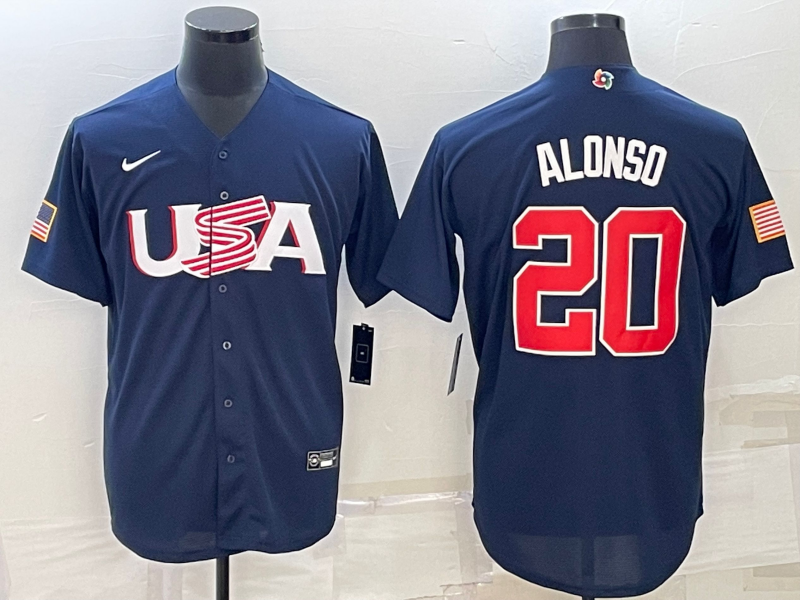USA #20 Pete Alonso 2023 Navy World Classic Stitched Jersey - Zenithce