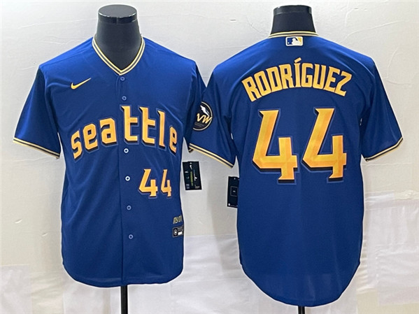 Seattle Mariners #44 Julio Rodriguez Royal 2023 City Connect Cool Base With Patch Stitched Jersey - Zenithce
