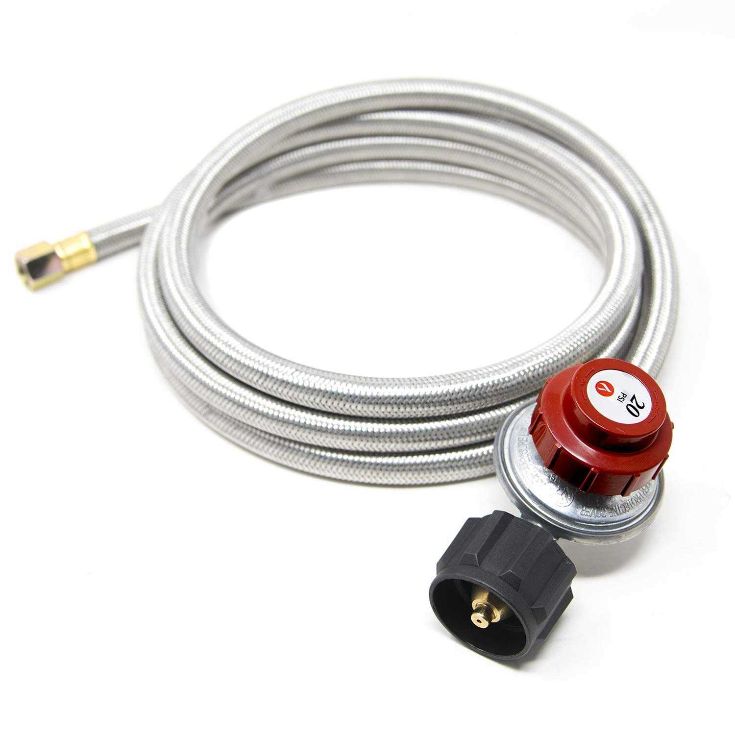 Gasone 2113 High Pressure Propane 0-20 PSI Regulator with 4ft Qcc-1 Type Steel Braided Hose - Zenithce
