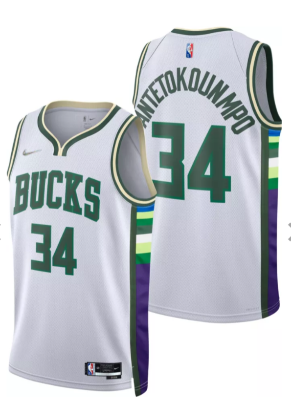 Milwaukee Bucks #34 Giannis Antetokounmpo 75th Anniversary Diamond White 2021 Stitched Jersey - Zenithce