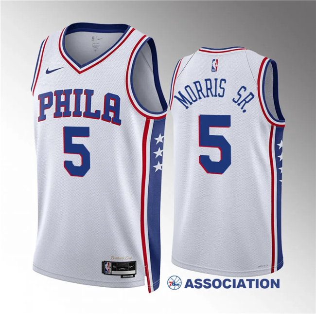 Philadelphia 76ers #5 Marcus Morris Sr White Association Edition Stitched Jersey - Zenithce