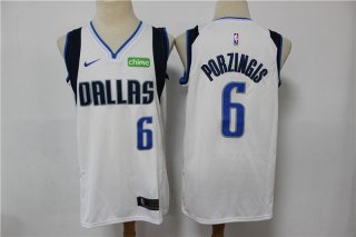 Dallas Mavericks #6 Kristaps Porzingis White Stitched Jersey - Zenithce