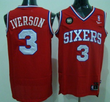 Philadelphia 76ers #3 Allen Iverson Red 10TH Swingman Jersey - Zenithce