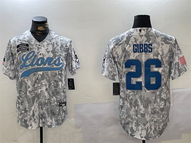 Detroit Lions #26 Jahmyr Gibbs 2024 Arctic Camo Salute To Service Stitched Jersey - Zenithce