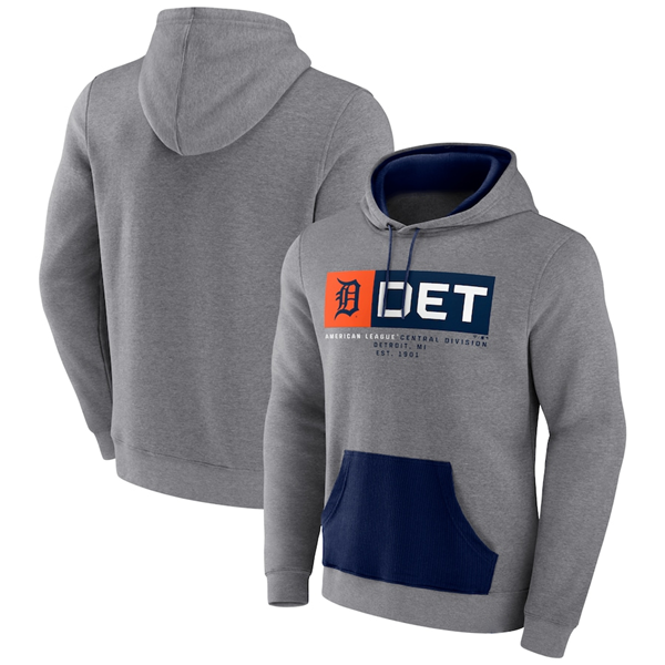 Detroit Tigers Heathered Gray Iconic Steppin Up Fleece Pullover Hoodie - Zenithce