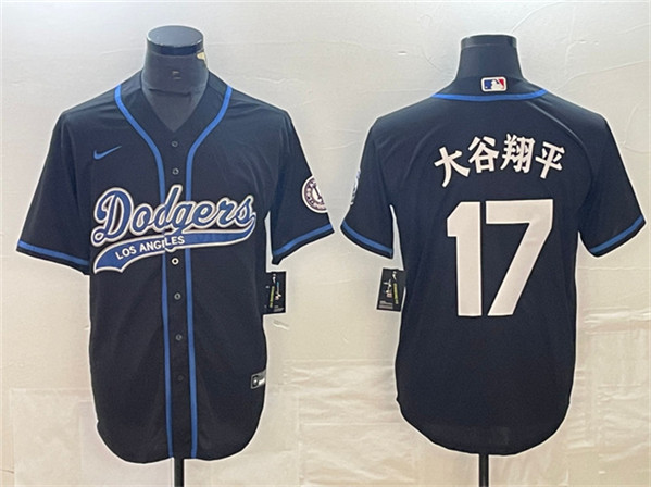Los Angeles Dodgers #17 大谷翔平 Black Cool Base With Patch Stitched Jersey - Zenithce