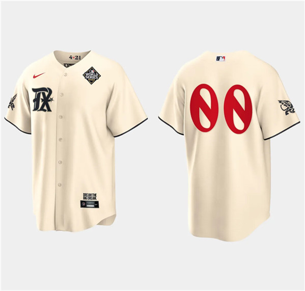 Texas Rangers Custom Cream 2023 World Series City Connect Stitched Jersey - Zenithce