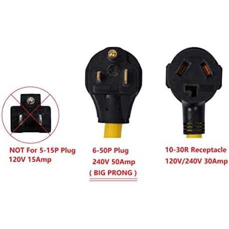 ONETAK NEMA 6-30P to 6-15R 6-20R 240V 30 Amp Prong Male Plug to 20 Amp 3 Prong Female Outlet Receptacle Generator Welder Dryer EV Charger Power Cord - Zenithce