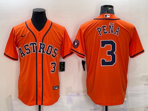 Houston Astros #3 Jeremy Pena Orange With Patch Cool Base Stitched Jersey - Zenithce