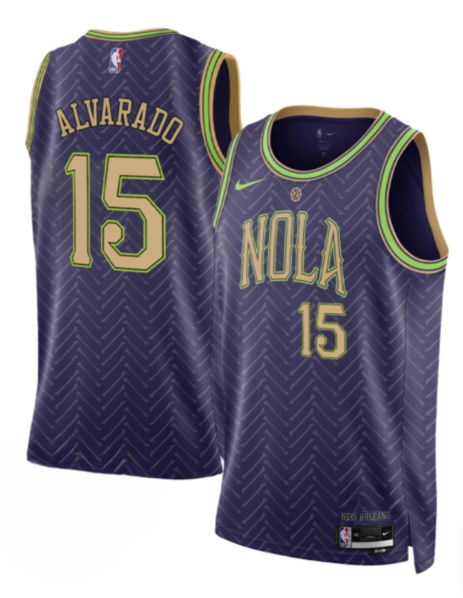 New Orleans Pelicans #15 Jose Alvarado Purple 2024-25 City Ediiton Stitched Jersey - Zenithce
