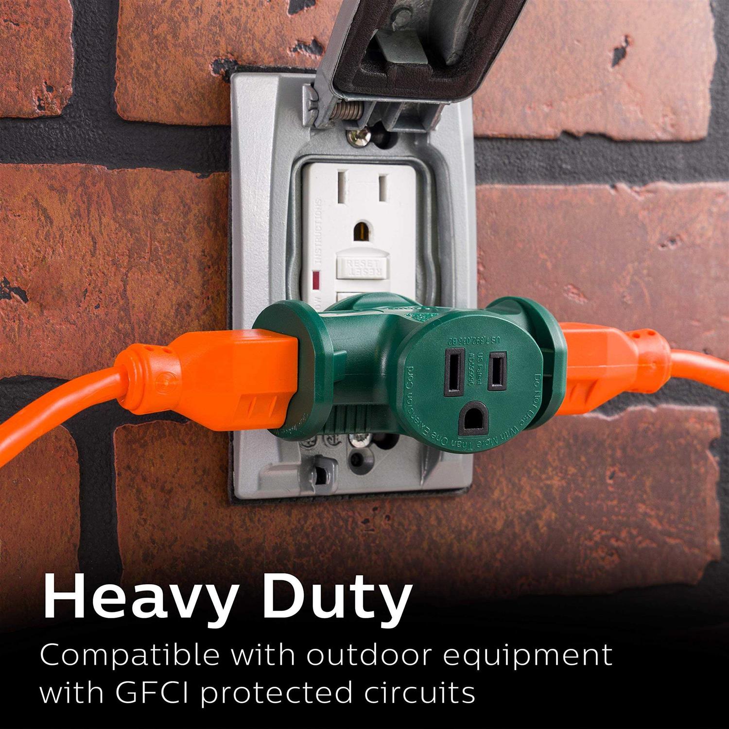 Philips EZGrip 3-Outlet 8ft. Indoor/Outdoor Extension Cord Black - Zenithce