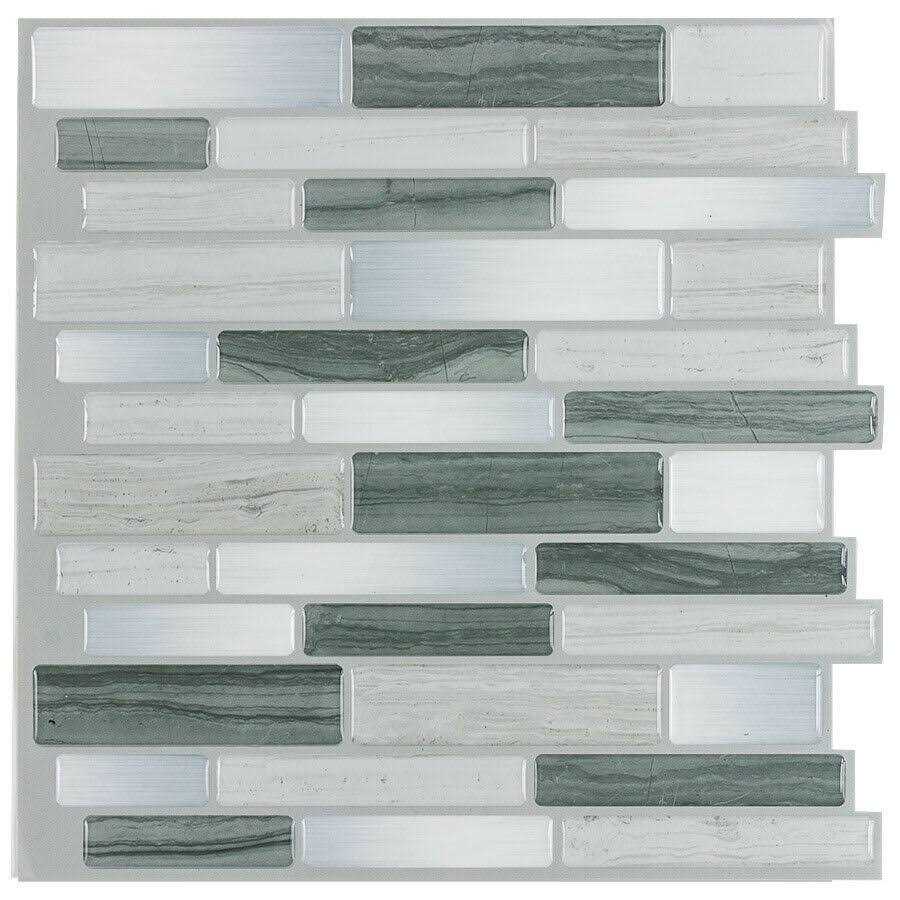 Peel&Stick Mosaics Golden Oasis Beige and Gold 11-in x 13-in Matte PVC Linear Stone Look Peel and Stick Wall Tile LWPS191023 - Zenithce