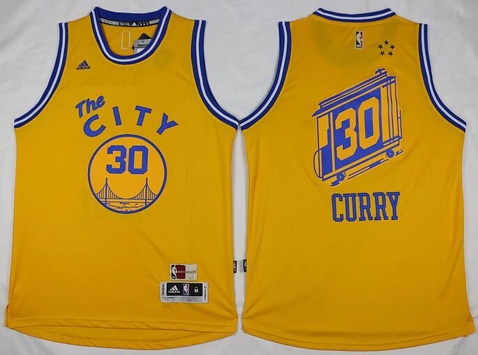 Golden State Warriors #30 Stephen Curry Revolution 30 Swingman 2015-16 Retro Yellow Jersey - Zenithce